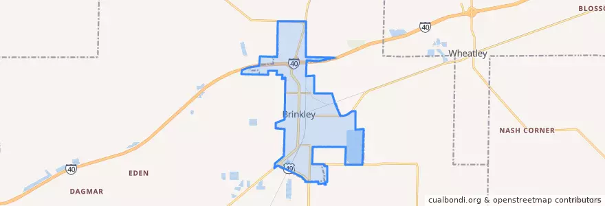 Mapa de ubicacion de Brinkley.