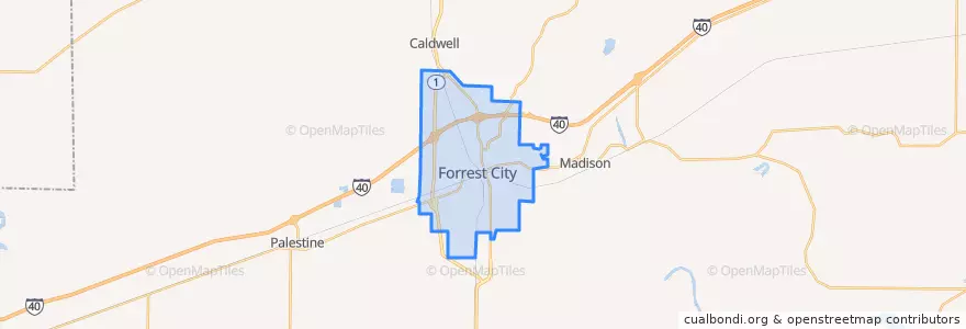 Mapa de ubicacion de Forrest City.