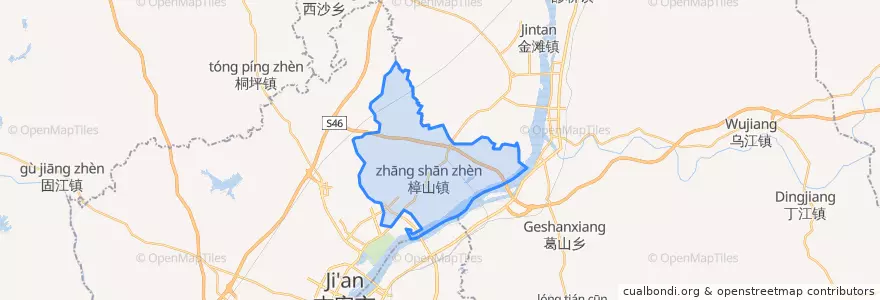 Mapa de ubicacion de 樟山镇.