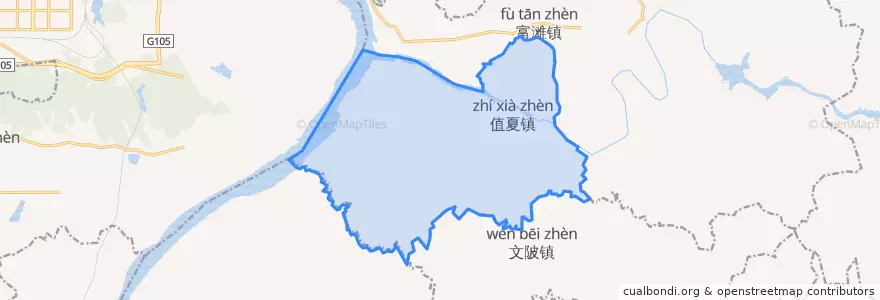 Mapa de ubicacion de 值夏镇.