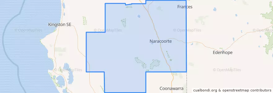 Mapa de ubicacion de Naracoorte Lucindale Council.
