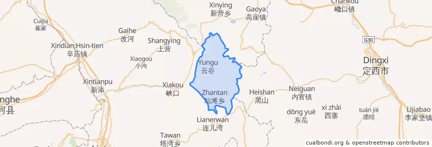 Mapa de ubicacion de 云谷乡.