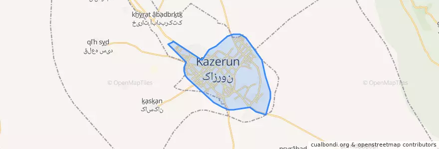 Mapa de ubicacion de شهر کازرون.