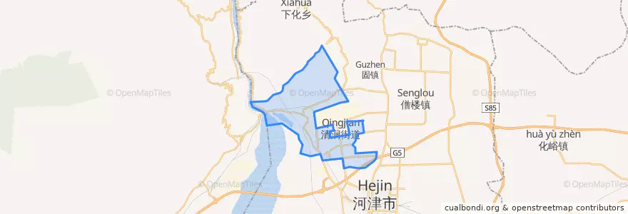 Mapa de ubicacion de Qingjian Subdistrict.