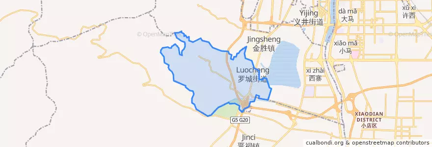 Mapa de ubicacion de Luocheng Subdistrict.