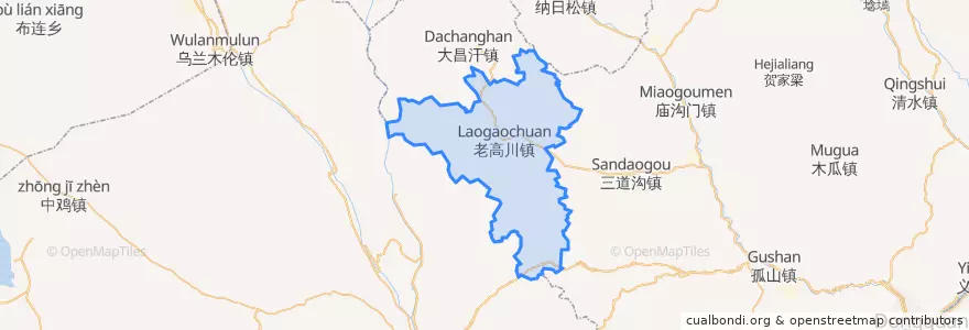 Mapa de ubicacion de 老高川镇.