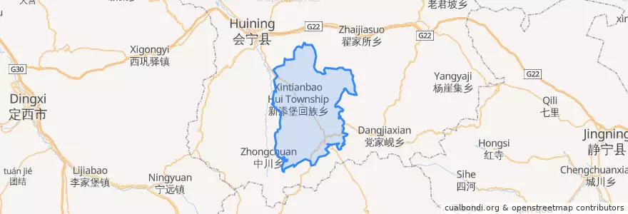 Mapa de ubicacion de 新添堡回族乡.