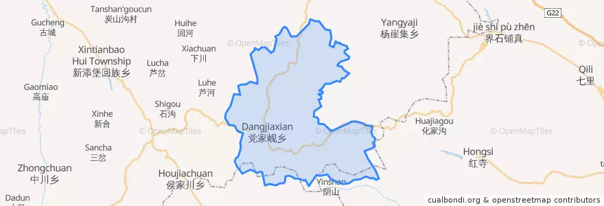 Mapa de ubicacion de 党家岘乡.
