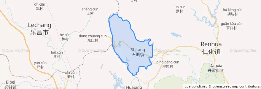 Mapa de ubicacion de Shitang.