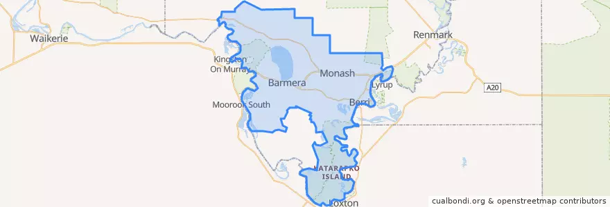 Mapa de ubicacion de The Berri Barmera Council.