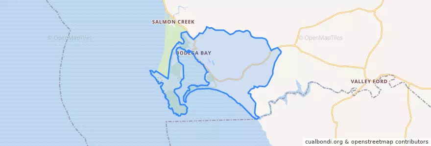 Mapa de ubicacion de Bodega Bay.