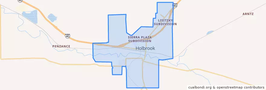 Mapa de ubicacion de Holbrook.