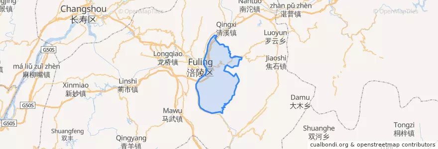 Mapa de ubicacion de Jiangdong Subdistrict.
