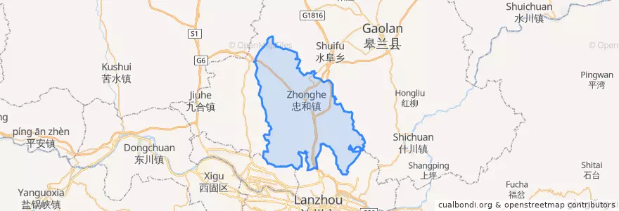 Mapa de ubicacion de Zhonghe.