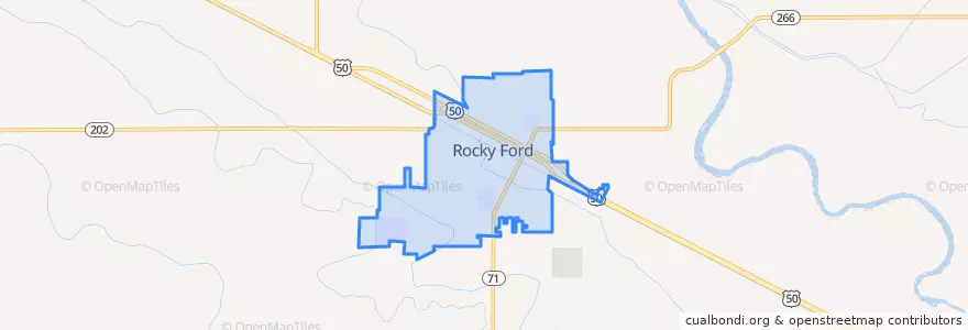 Mapa de ubicacion de Rocky Ford.
