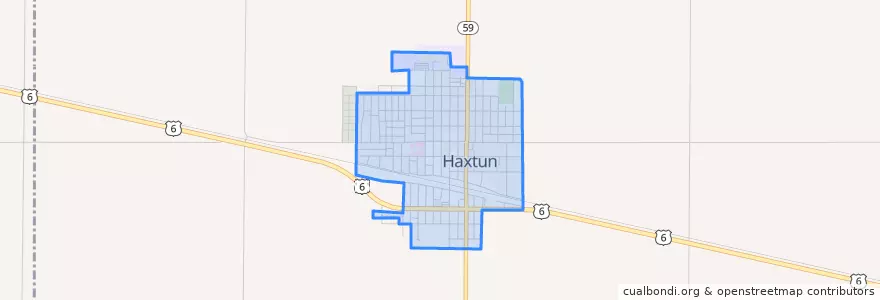 Mapa de ubicacion de Haxtun.