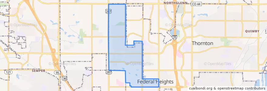 Mapa de ubicacion de Federal Heights.