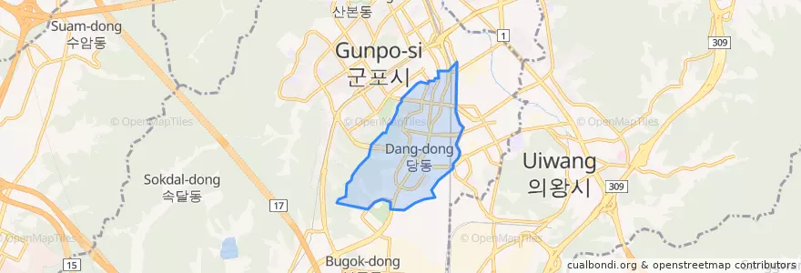 Mapa de ubicacion de 당동.