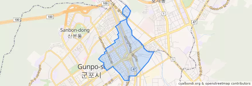 Mapa de ubicacion de 금정동.