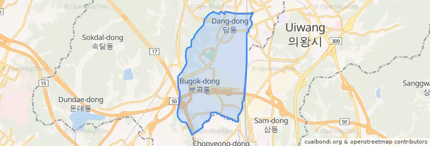 Mapa de ubicacion de 군포2동.