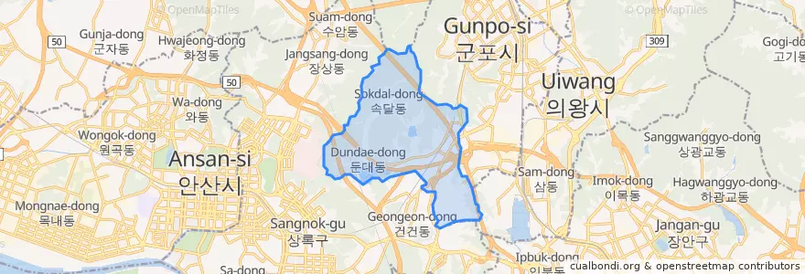 Mapa de ubicacion de 대야동.