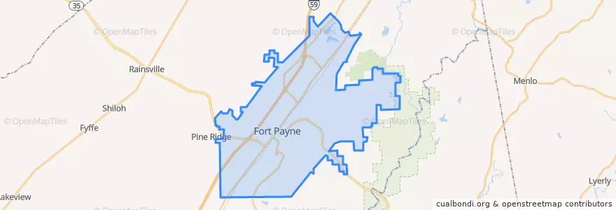 Mapa de ubicacion de Fort Payne.