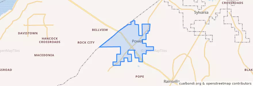 Mapa de ubicacion de Powell.