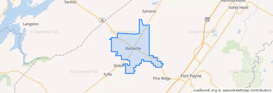 Mapa de ubicacion de Rainsville.