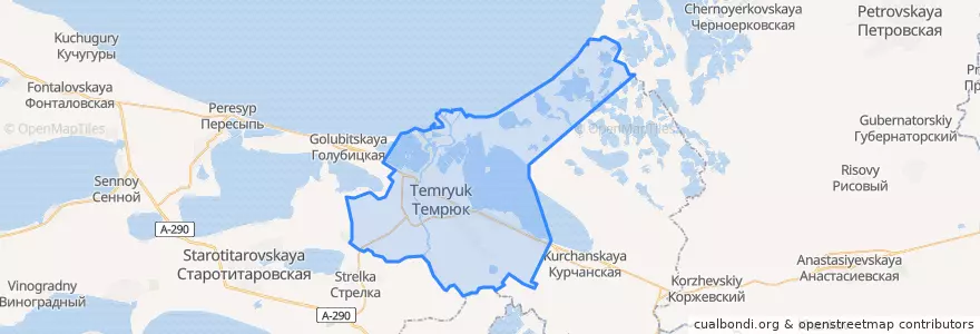 Mapa de ubicacion de Темрюкское городское поселение.