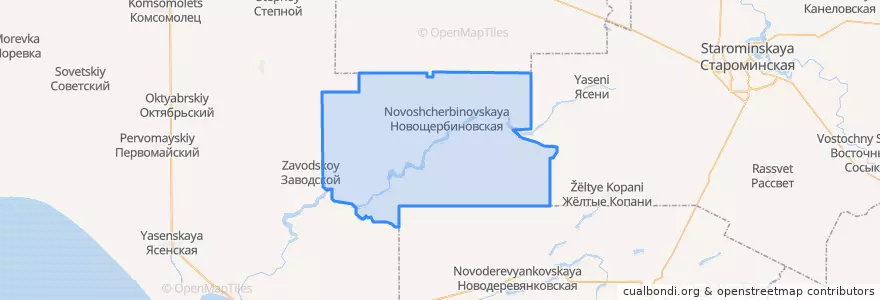 Mapa de ubicacion de Новощербиновское сельское поселение.