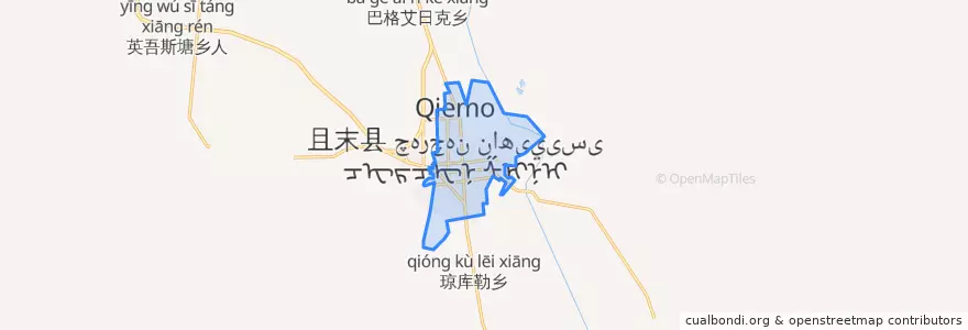 Mapa de ubicacion de 且末镇.