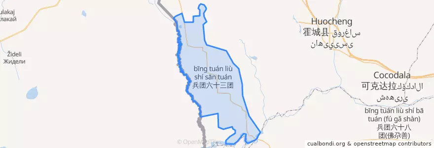 Mapa de ubicacion de 六十三团.