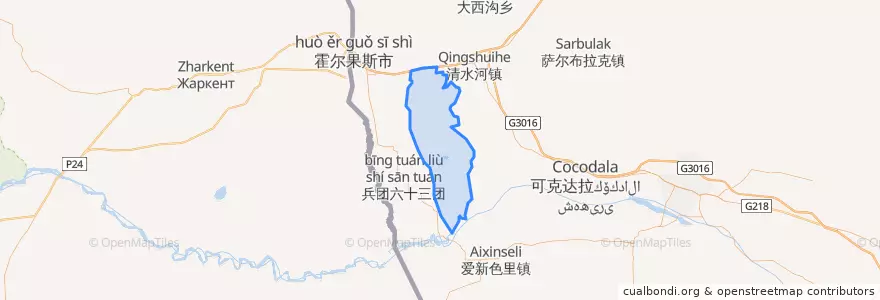 Mapa de ubicacion de 六十四团.