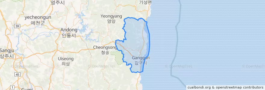 Mapa de ubicacion de Yeongdeok-gun.