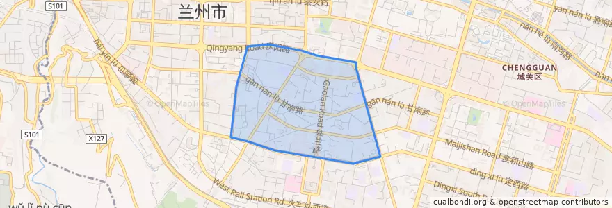 Mapa de ubicacion de 皋兰路街道.