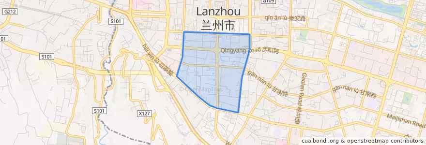 Mapa de ubicacion de Jiuquan Road Subdistrict.