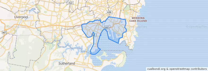 Mapa de ubicacion de Bayside Council.