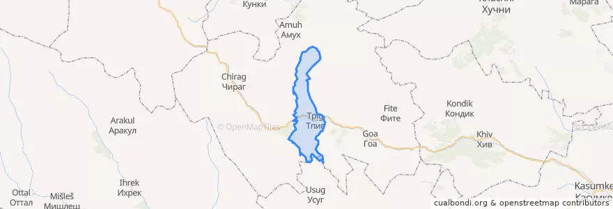 Mapa de ubicacion de сельское поселение Село Тпиг.