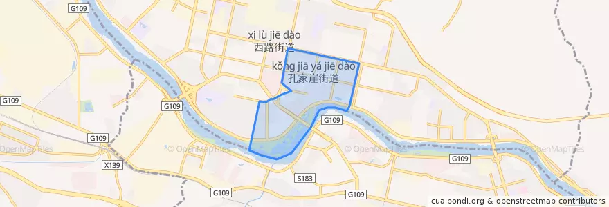 Mapa de ubicacion de Kongjia'an Subdistrict.