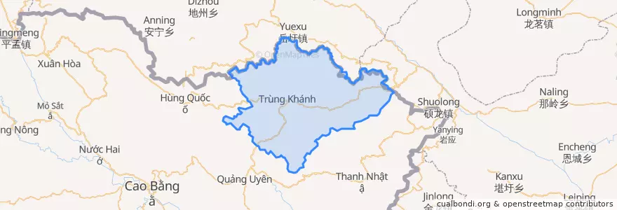 Mapa de ubicacion de Trùng Khánh.