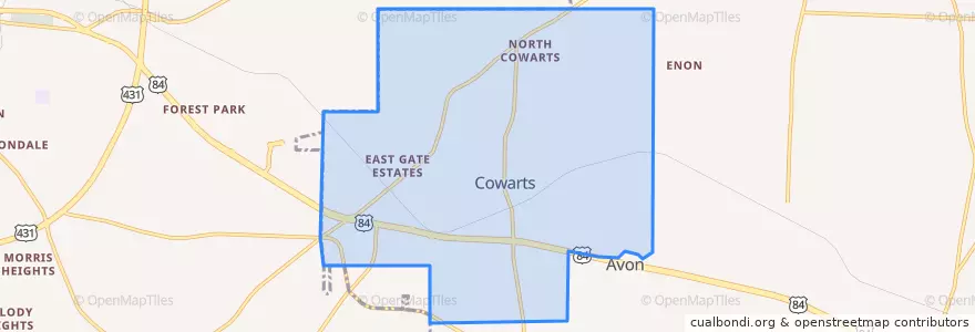 Mapa de ubicacion de Cowarts.