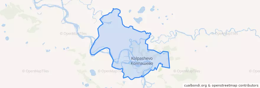 Mapa de ubicacion de Колпашевское городское поселение.
