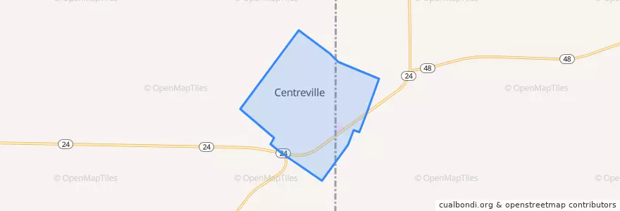 Mapa de ubicacion de Centreville.