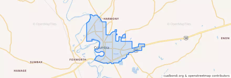 Mapa de ubicacion de Columbia.