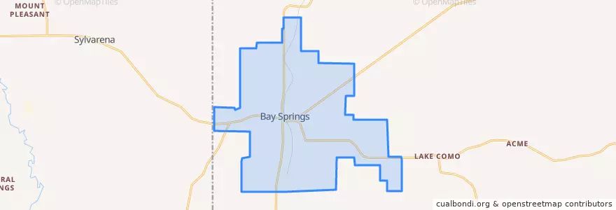 Mapa de ubicacion de Bay Springs.