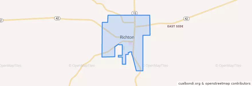 Mapa de ubicacion de Richton.