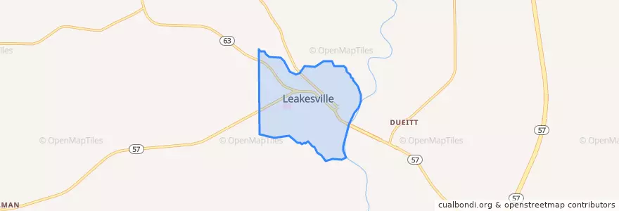 Mapa de ubicacion de Leakesville.