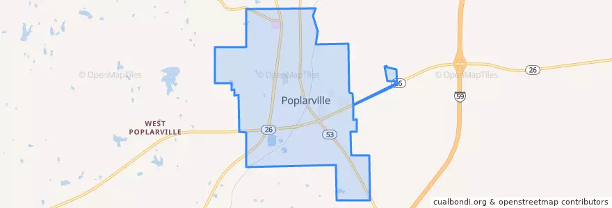 Mapa de ubicacion de Poplarville.