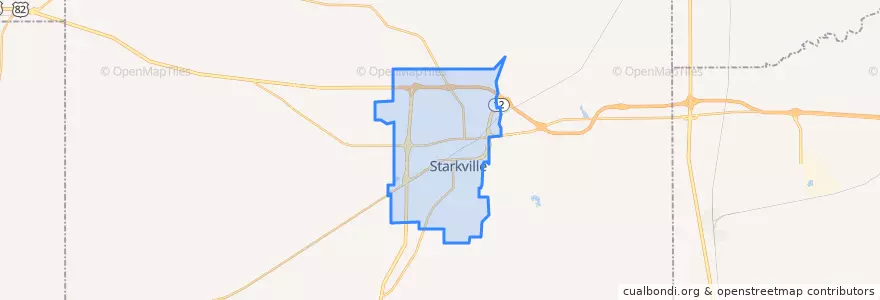 Mapa de ubicacion de Starkville.