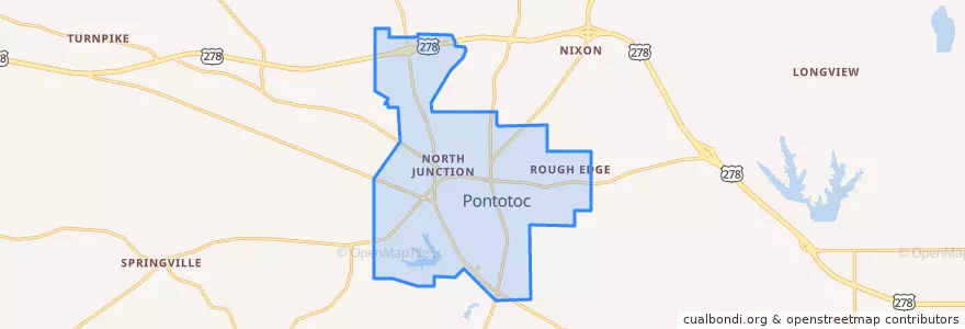 Mapa de ubicacion de Pontotoc.